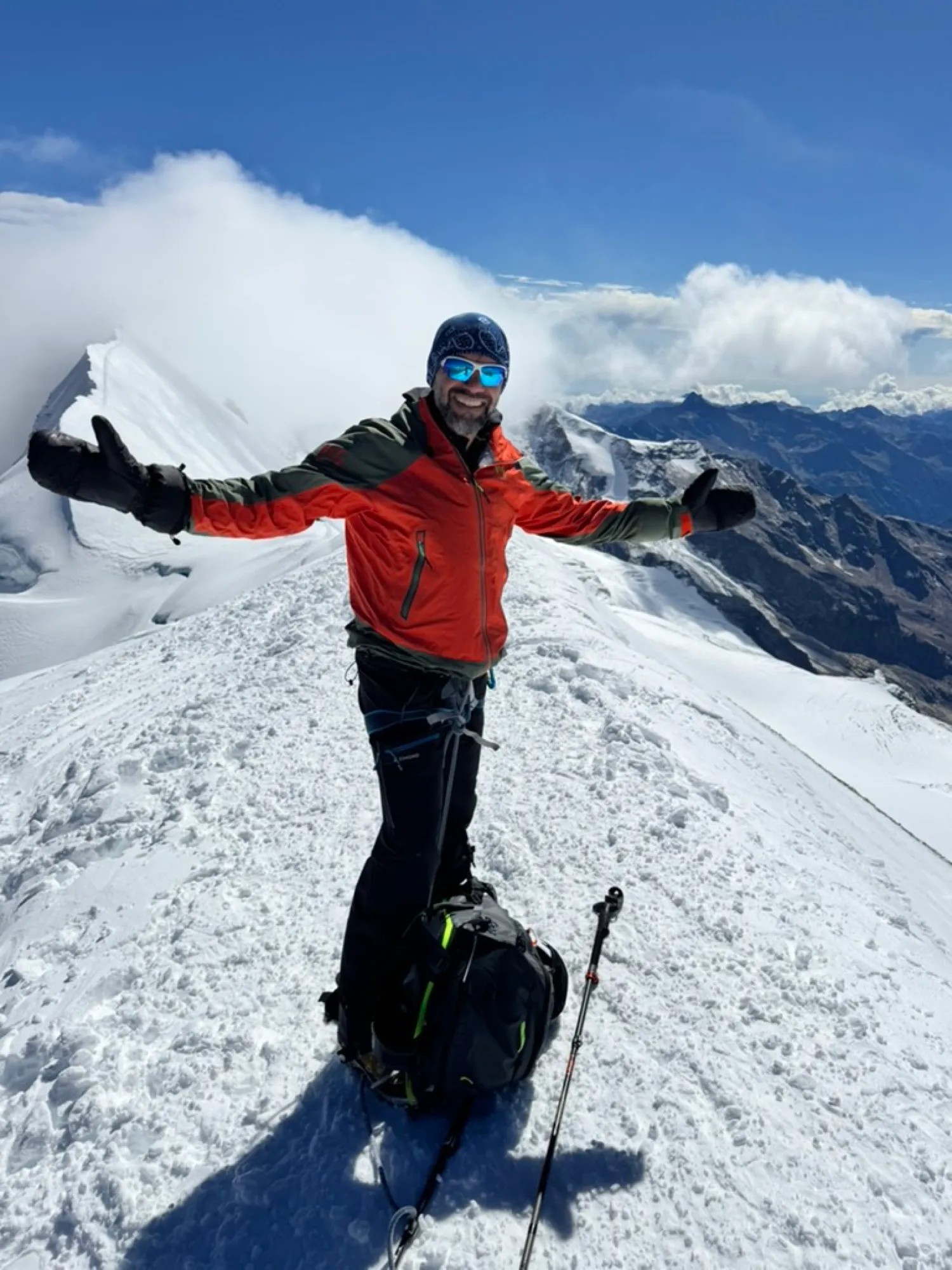 After the Breithorn traverse. Nothing profound up there. Just profoundly grateful to be alive.